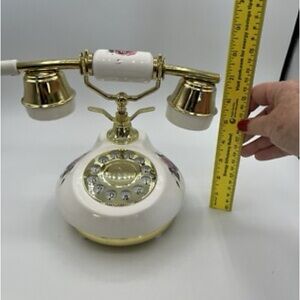 Vintage Style Rotary Phone with Gold Accents